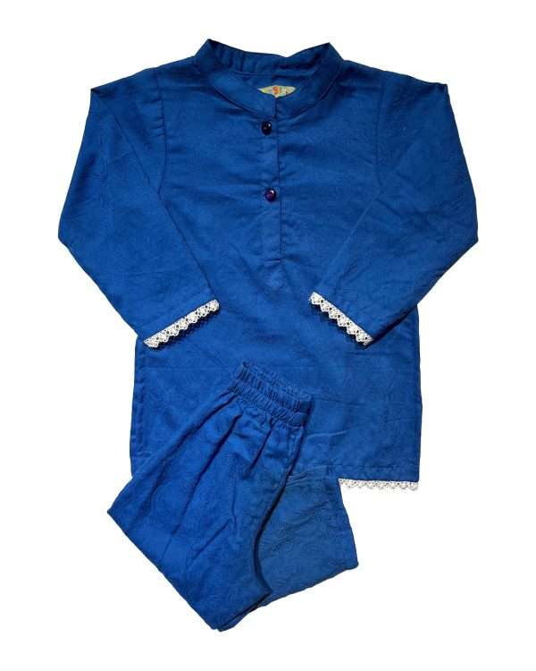 Two piece cotton lawn blue for girls